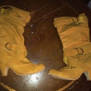 Yellow leather boots